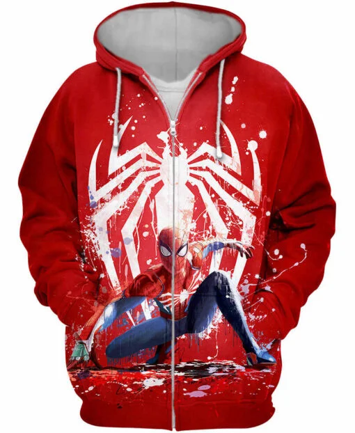 Spiderman Men's Zipper Hoodie Marvel Boys Hoodie 3D Printed Venom Jacket Deadpool Men's Hoodie Oversized Fashion Men's Clothing