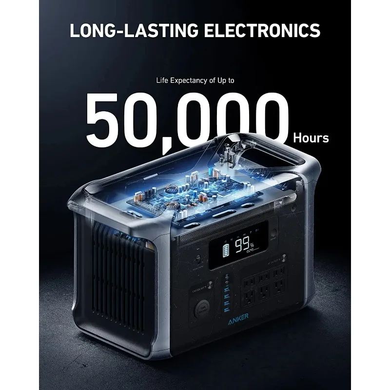 757 Portable Power Station Outdoor Power Banks Powerhouse 1229Wh LiFePO4 Battery 1500W Solar Generator for Camping RV