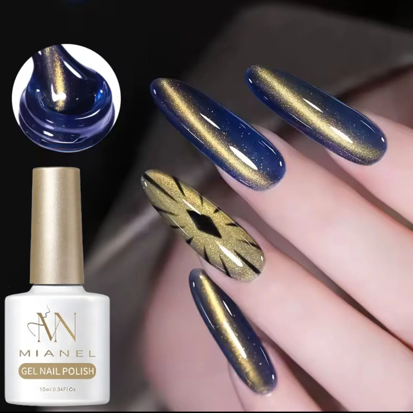 10ML 1PCS Oro Azzurro Gatto Eye Colla per unghie 2025 Nuovo stile sbiancante Unghie dorate Unghie di Natale Unghie a luce UV Forniture per unghie