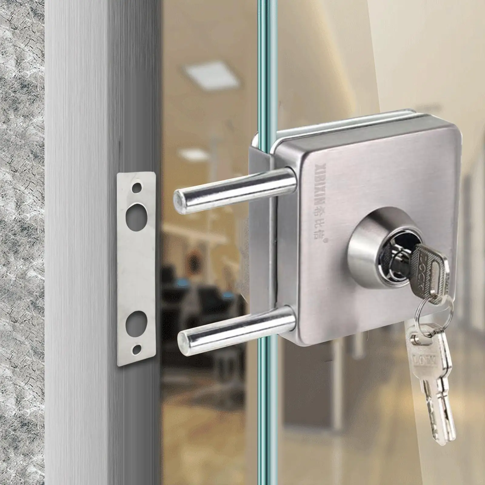 Glass Door Lock High Performance Premium Office Glass Door Lock for 10mm-12mm Glass Door Bathroom Lock Hotel Apartment Door Lock