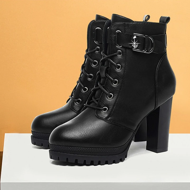 Elegant High Heels Women Boots Platform Chunky Shoes 2025 Trend New Fashion Chelsea Ankle Boots Winter Pumps Mujer Botas Zapatos view 3