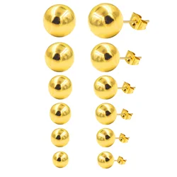 6 Pair/Lot Steel Ball Stud Earrings Set Mixed Size 316L Stainless Steel Anti-allergy Piercing Ear Stud Gift Jewelry Accessories