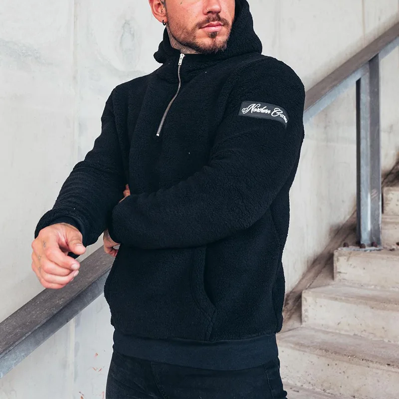 New Autumn and Winter Plush Hooded Single-breasted Sports Daily Men's Loose Cardigan Jacket Sweatshirt