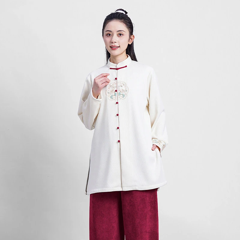 New Arrival Plain Patterned Tweed Tai Chi Uniform - Unisex Group Martial Arts Outfit for Autumn Winter Practice