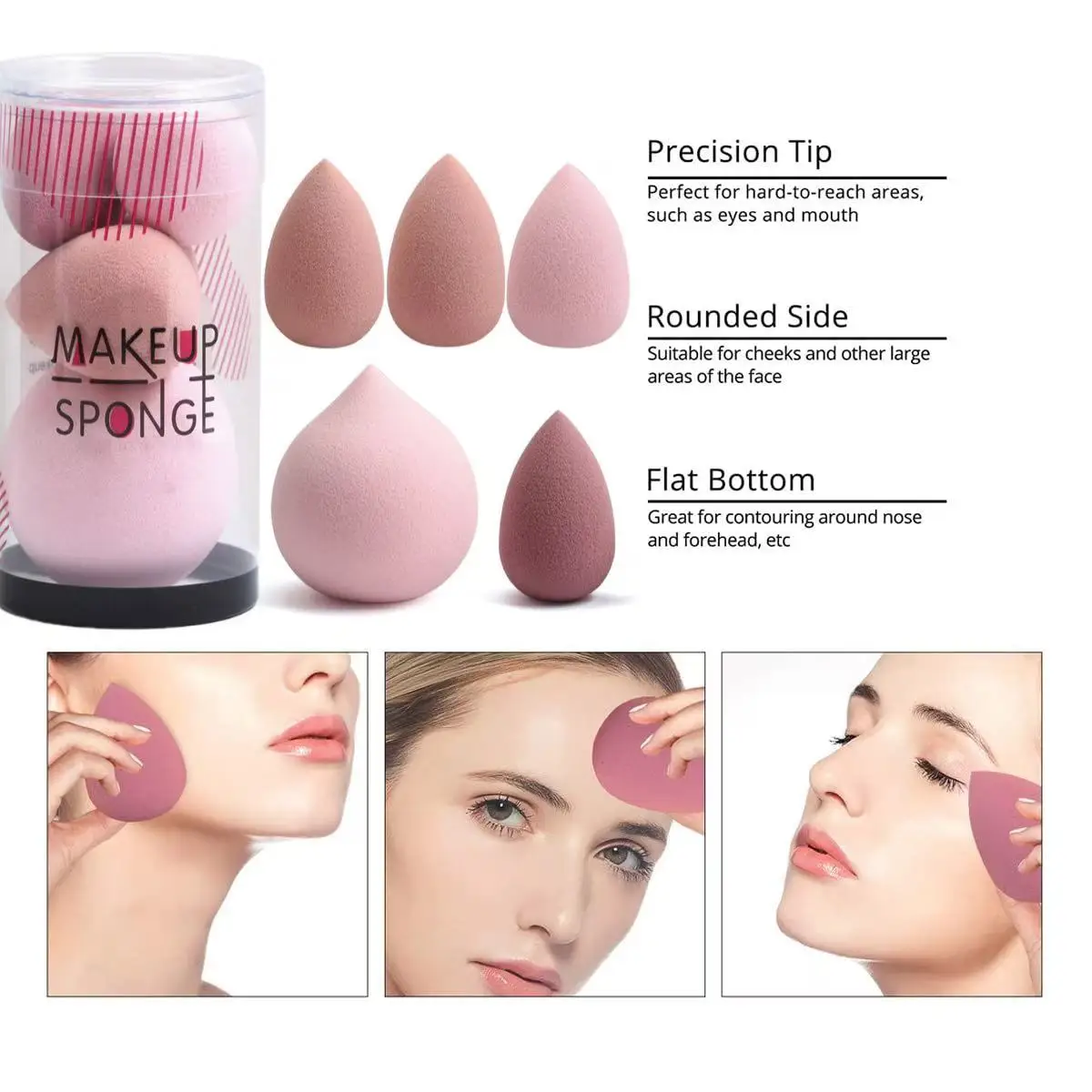 5-Pack Mini Beauty Blender Sponge Set – Travel Size Makeup Sponges for Foundation & Powder, Latex-Free Blending Egg with Storage