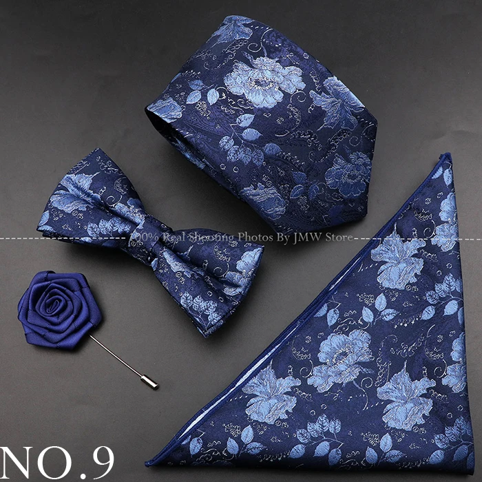 Neue Rose Blumen Männer Krawatte Set Polyester Jacquard gewebte Krawatte Fliege Anzug Vintage rot rosa für Bräutigam Business Hochzeits feier Geschenk – Detail 9