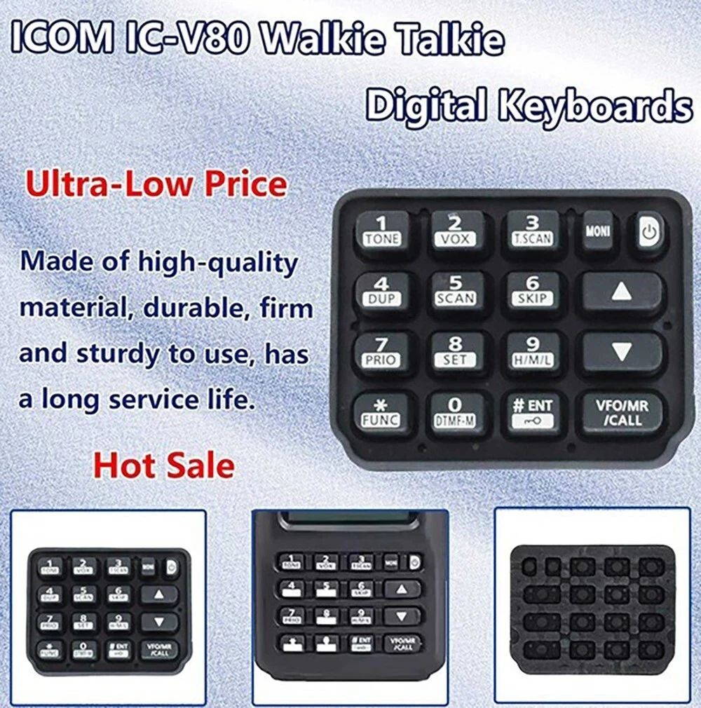 

10/5/2/1pcs Replacement Plastic Rubber Keypad Keyboard for Icom IC-V80 Two-Way Radio - Durable and Easy to Install