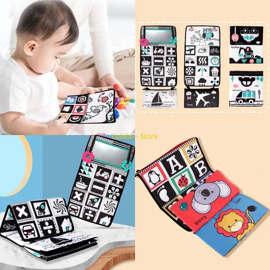 Y4QA Cartoon tkanina książka miękka zabawka piszczałka książka dla noworodków przedszkole