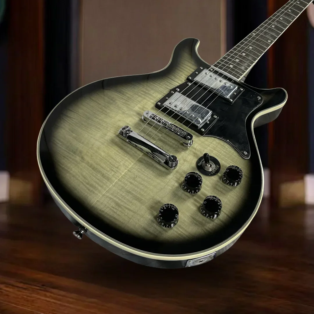 

Free Shiping Electric Guitar Mahogany Body Rosewood Fingerboard Tiger Maple Top Transparent Black Color 22 Tone High Quality