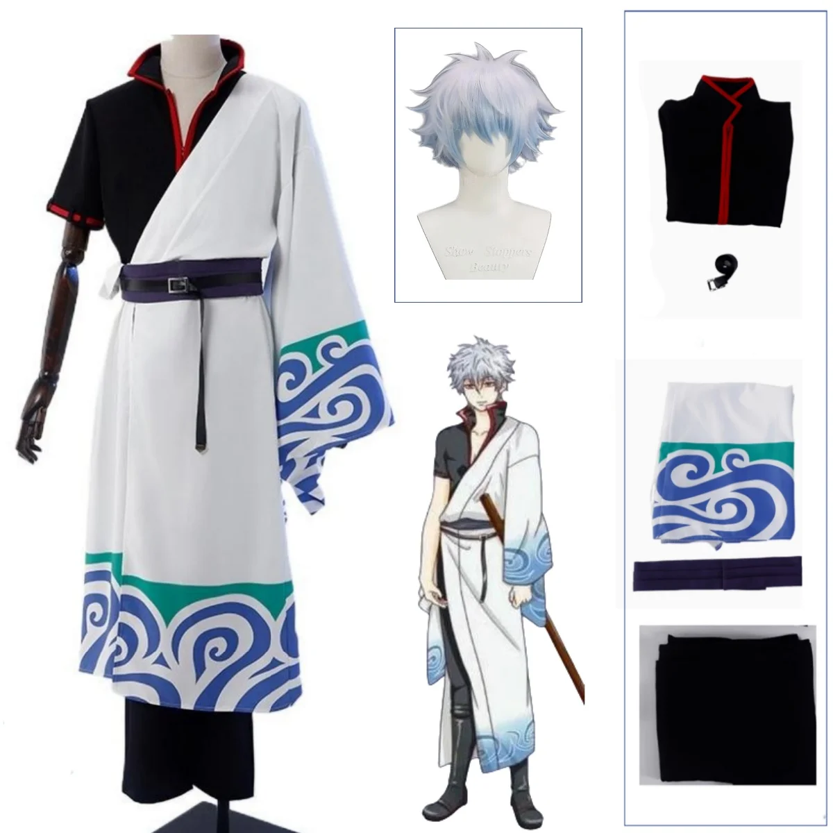 Anime Gintama Cosplay Costumes Wig Sakata Gintoki Cosplay Costume Kimono Halloween Carnival Party Con Cosplay Costumes