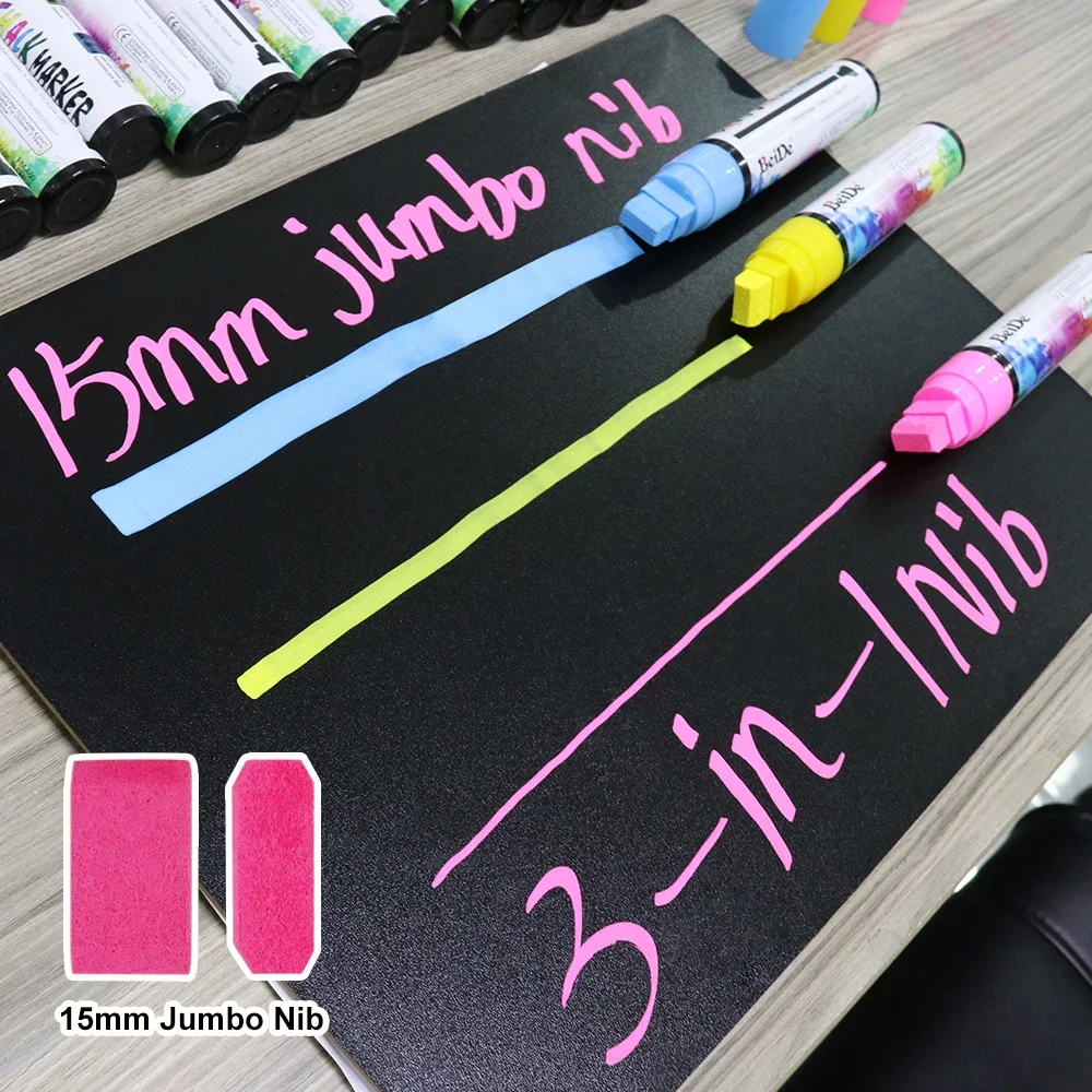 Dry/wet Erase 15mm Tip Water Based Liquid Chalk Marker For WhiteBoard, Glass, LED Board, Window, Wood