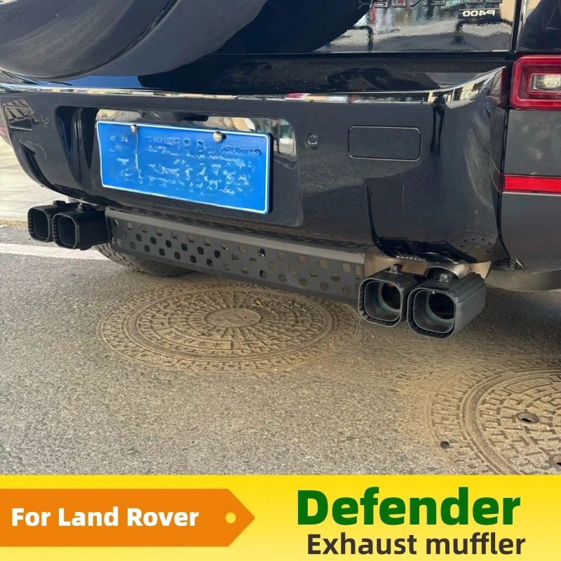 مناسبة لفوهة كاتم الصوت لاند روفر ديفندر 2020-205، طرف ذيل ماسورة العادم السوداء المربعة