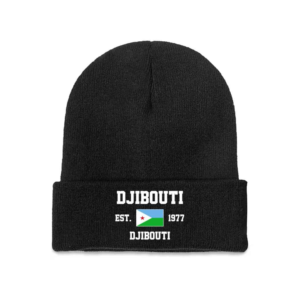 Djibouti EST.1977 Djibouti Capital Men Women Unisex Knitted Hat Winter Autumn Print Beanie Cap Warm Bonnet