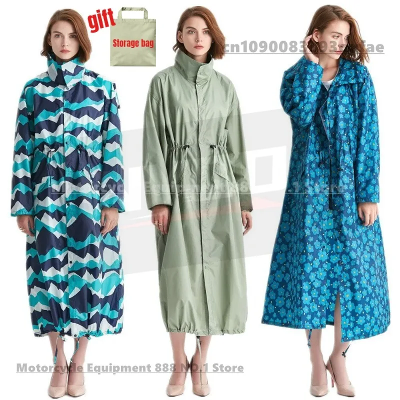 

Women Long Raincoat portable Waterproof Rain Jacket with Hood Zipper and Pockets Outdoors Women Ponchos