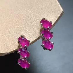 HEYYA STONE Natural Ruby Hoop Earrings For Women Earrings Simple Fine Jewelry Stone Gemstone Classic Style