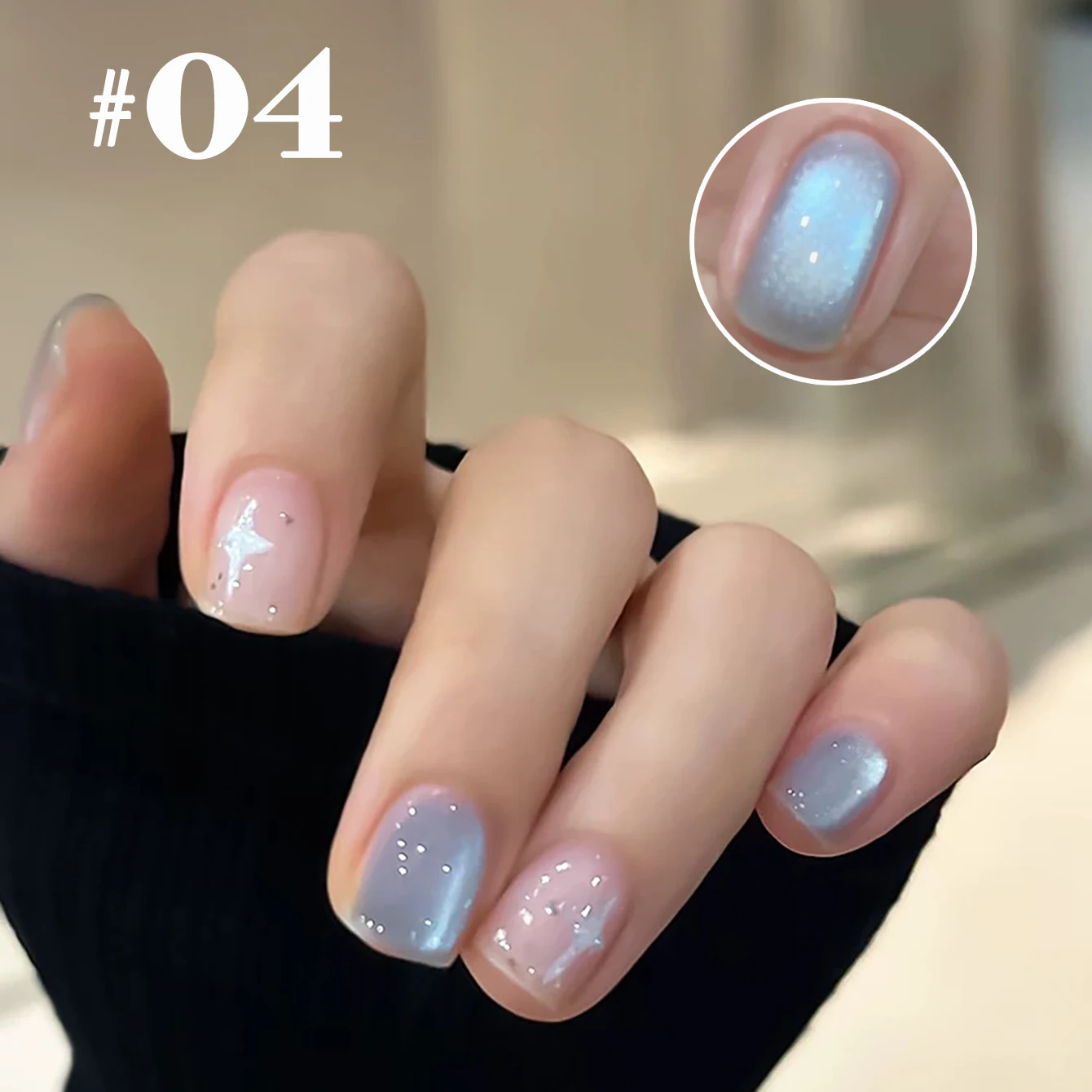 1 pz TC Shiny Glacier Blu Pietra di cristallo Perle di vetro Cat Eye Gel Smalto per unghie Trasparente Blu-Violet Gel Sbiancante Versatile Nail Art