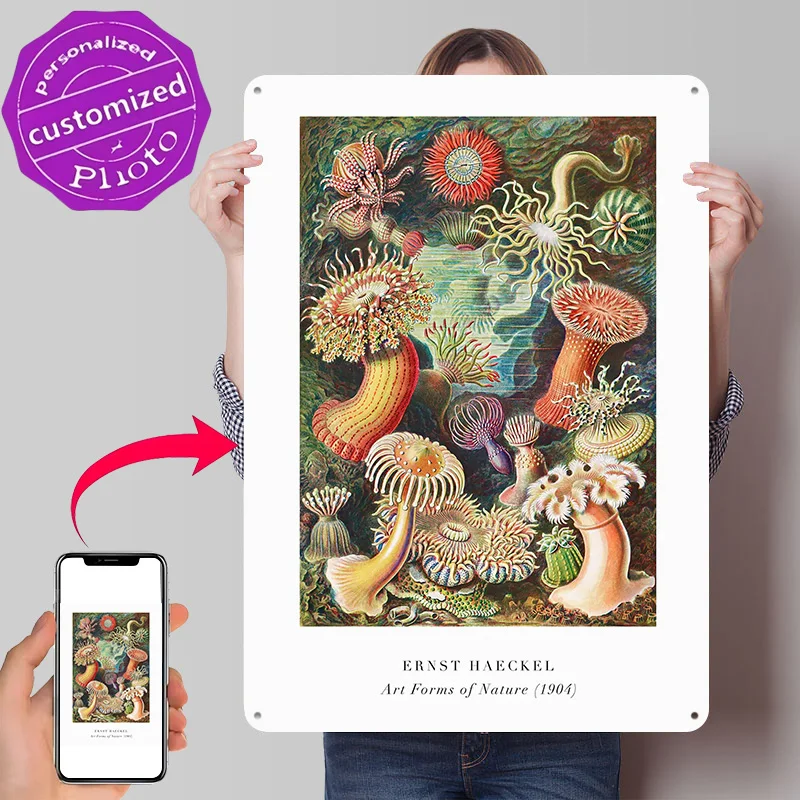 Ernst Haeckel's Art Forms of Nature 3D Texture Metal Poster Customized Wall Art Tin Sign Gift for Mancave Bar Accessories Decor