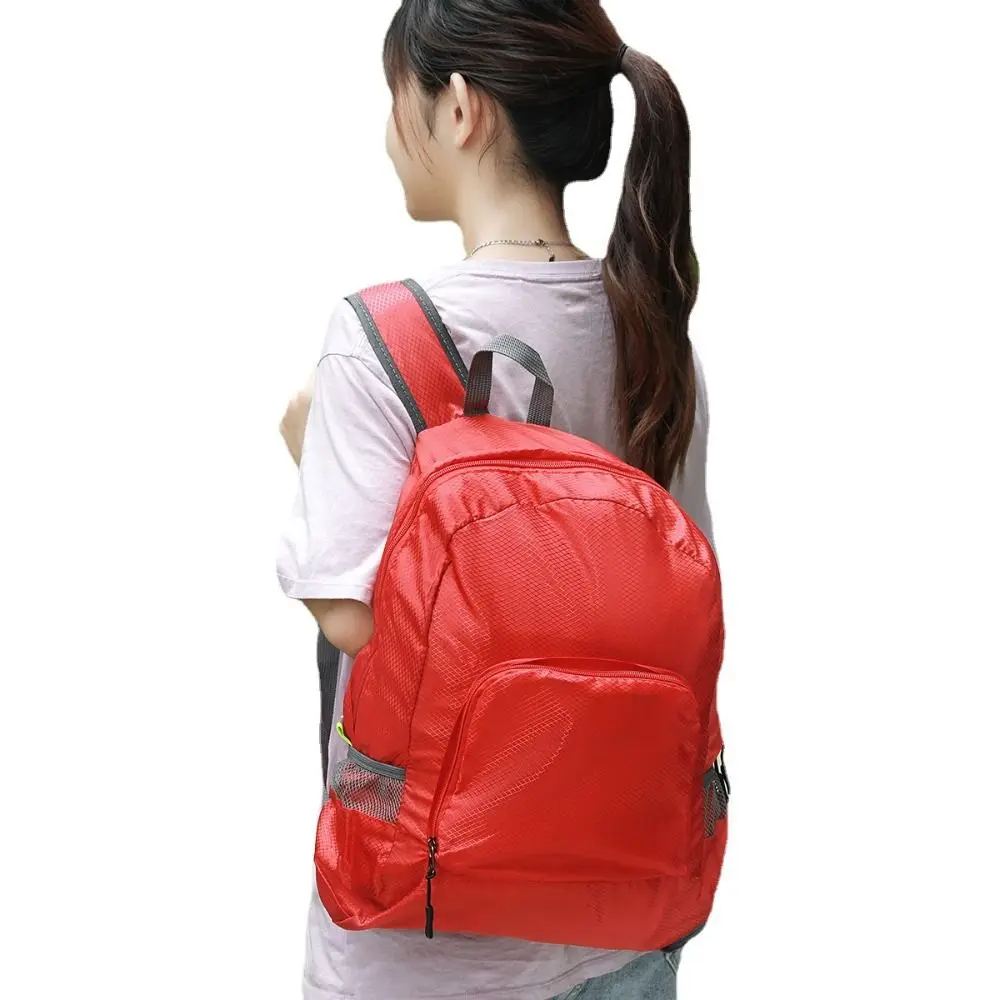 Large Capacity Foldable Ultralight Backpack Zipper Waterproof Outdoor Sports Daypack Polyester Travel Bag Sports Knapsack Women