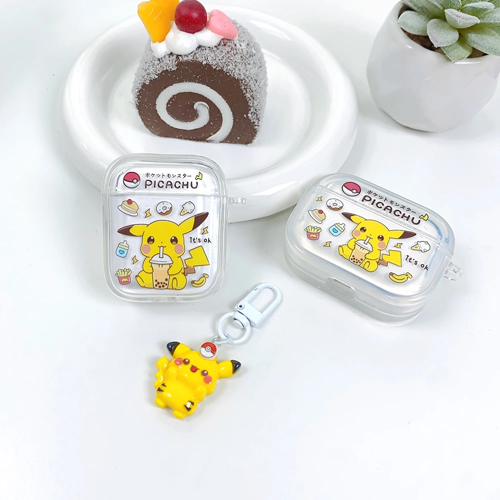 Cartoon Milk tea Pikachu for Apple AirPods Pro 1 2 Protective Case AirPosd 1 2 3 4 Earphone Case  Cartoon Character Pokemon