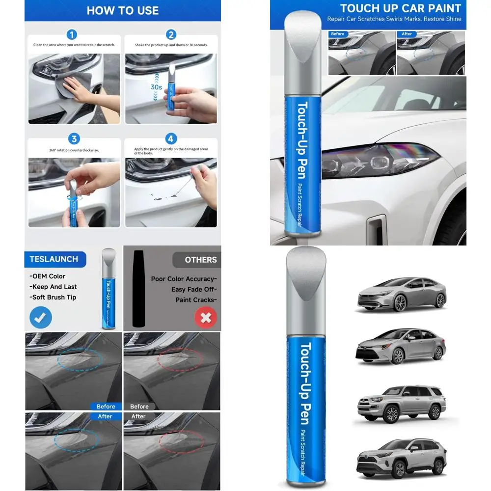 

1F7 Classic Silver Metallic Touch Up Paint Compatible with Toyota Exact Match Touch Up Paint Car Scratch Repair