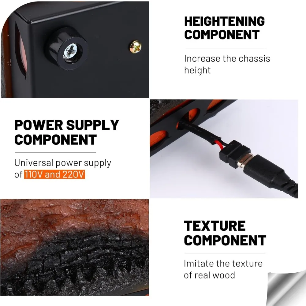 16-Inch USB-Powered Electric Fireplace Insert with Realistic Flame Effect and LED Candle Light