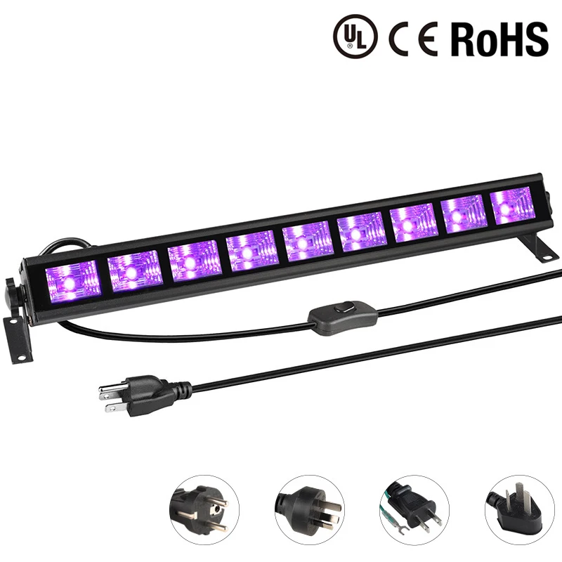 

36W LED UV Wash Light 9LEDs Aluminum with Switch AC220V Backlight Bar for Halloween Stage Effect Party Wedding Birthday Deco