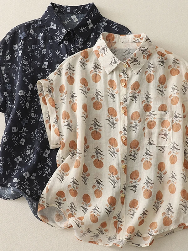 Cómodo, informal, ligero, transpirable, Svel irt, novedad de verano, sistema Sle Forest, ajuste holgado, estampado, irt para mujer