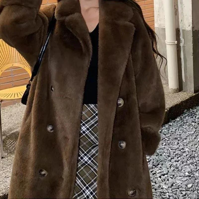 

2025 Autumn and Winter Thickened Long Mink Fleece Fur Integrated Coat Jacket Environmentally Friendly Fur Coat Women
