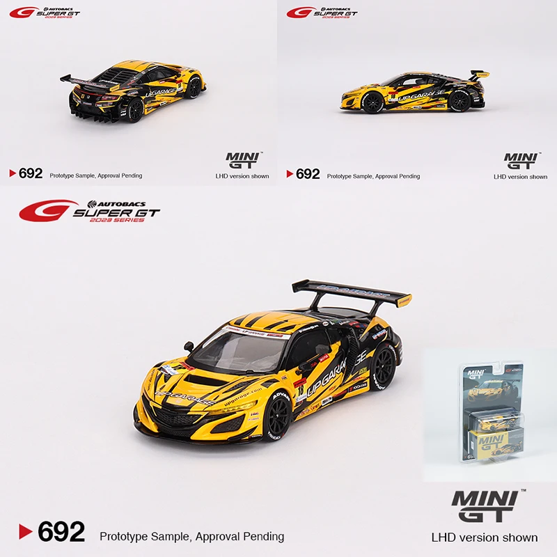 MINIGT 1/64 Honda NSX GT3 EVO22 #18 UPGARAGE NSX GT3 MGT00692-L Cars Alloy Diecast Metal Model Kids Xmas Gift Toys for Boys