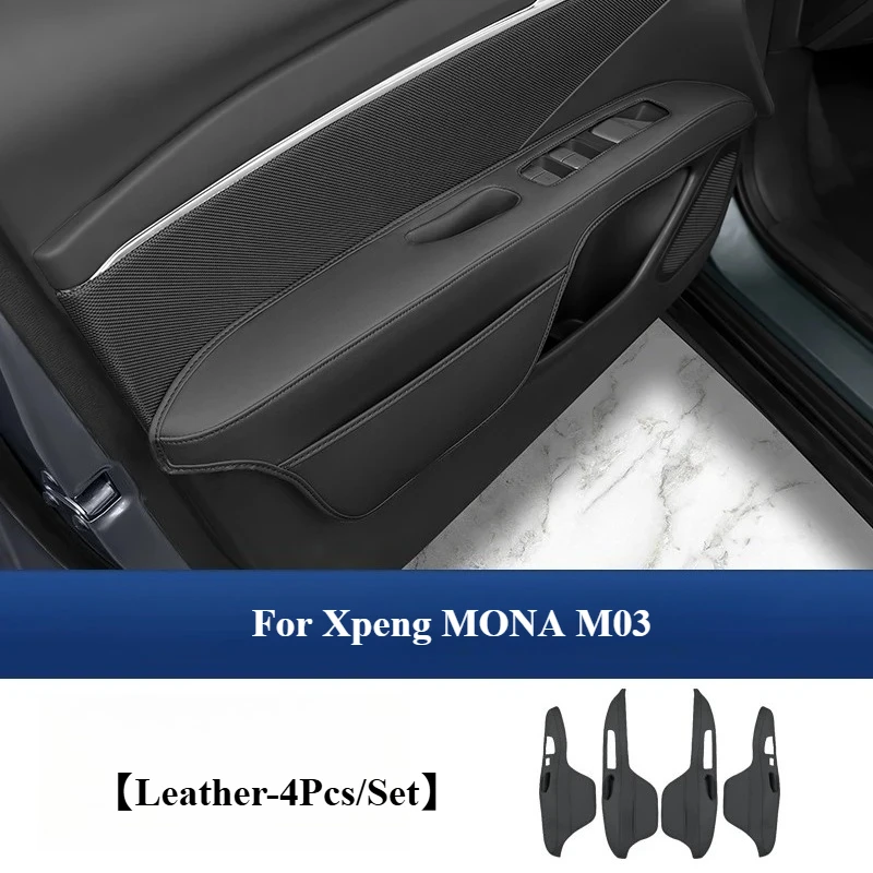 

Для Xpeng MONA M03 4 шт./компл. автомобильный дверной подлокотник, защитный чехол, полностью объемные кожаные дверные перчатки с сумкой для хранения, органайзер