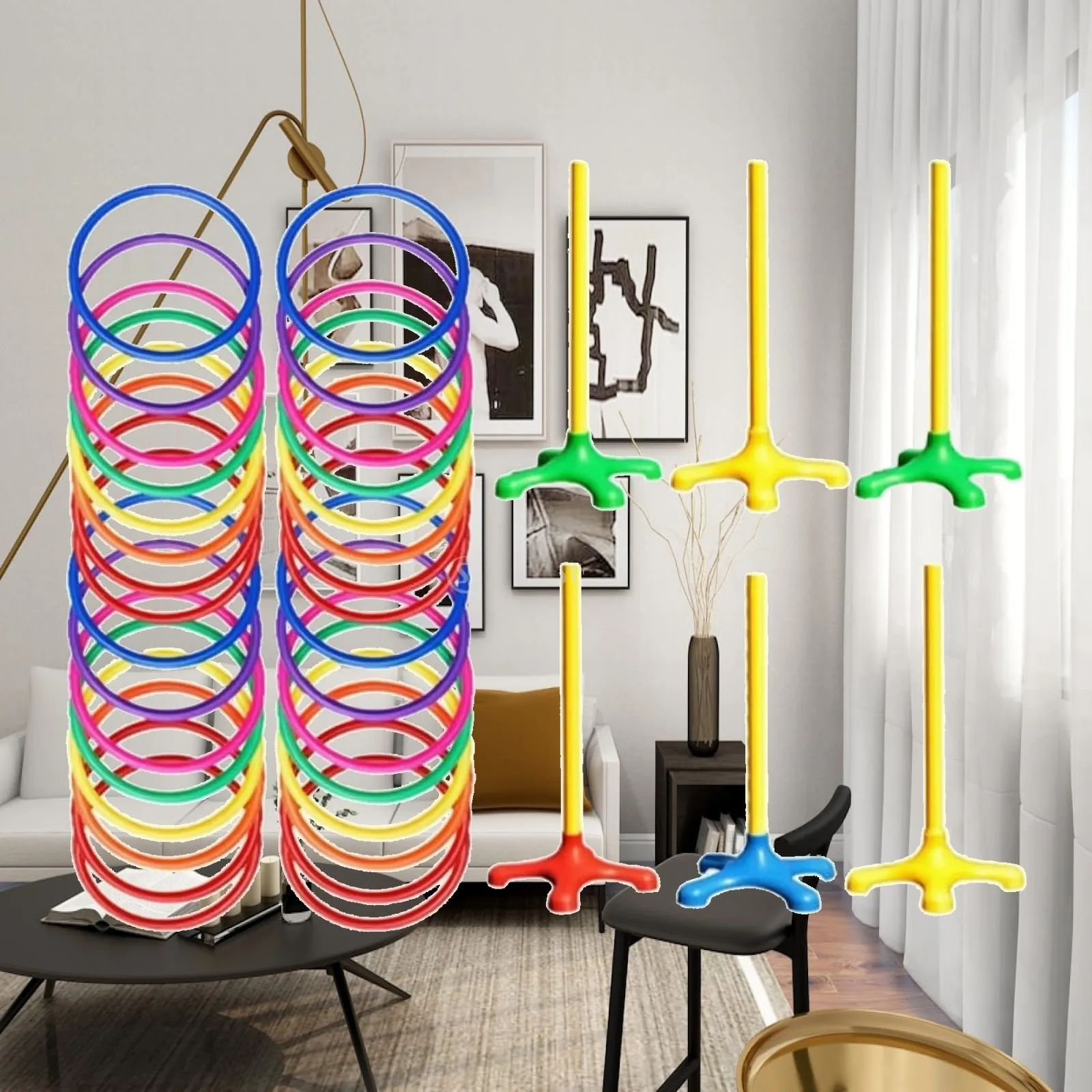 children-target-ring-toss-game-6-poles-24-rings-plastic-set-for-classroom-party-activity