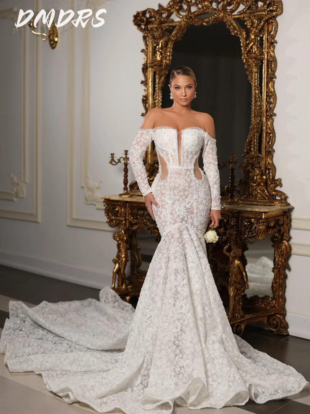 

Sexy Mermaid Wedding Dress 2025 Romantic Lace Strapless Bridal Gown Elegant Sleeveless Floor-length Gown Customized