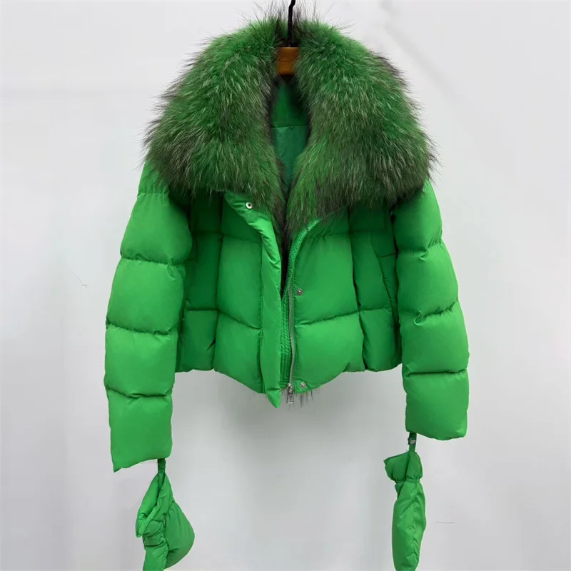 Dames winterdonsjack Nieuwe afneembare donsjassen met vossenbontkraag voor de winter 2025, winddichte en warme dikke jas met opstaande kraag