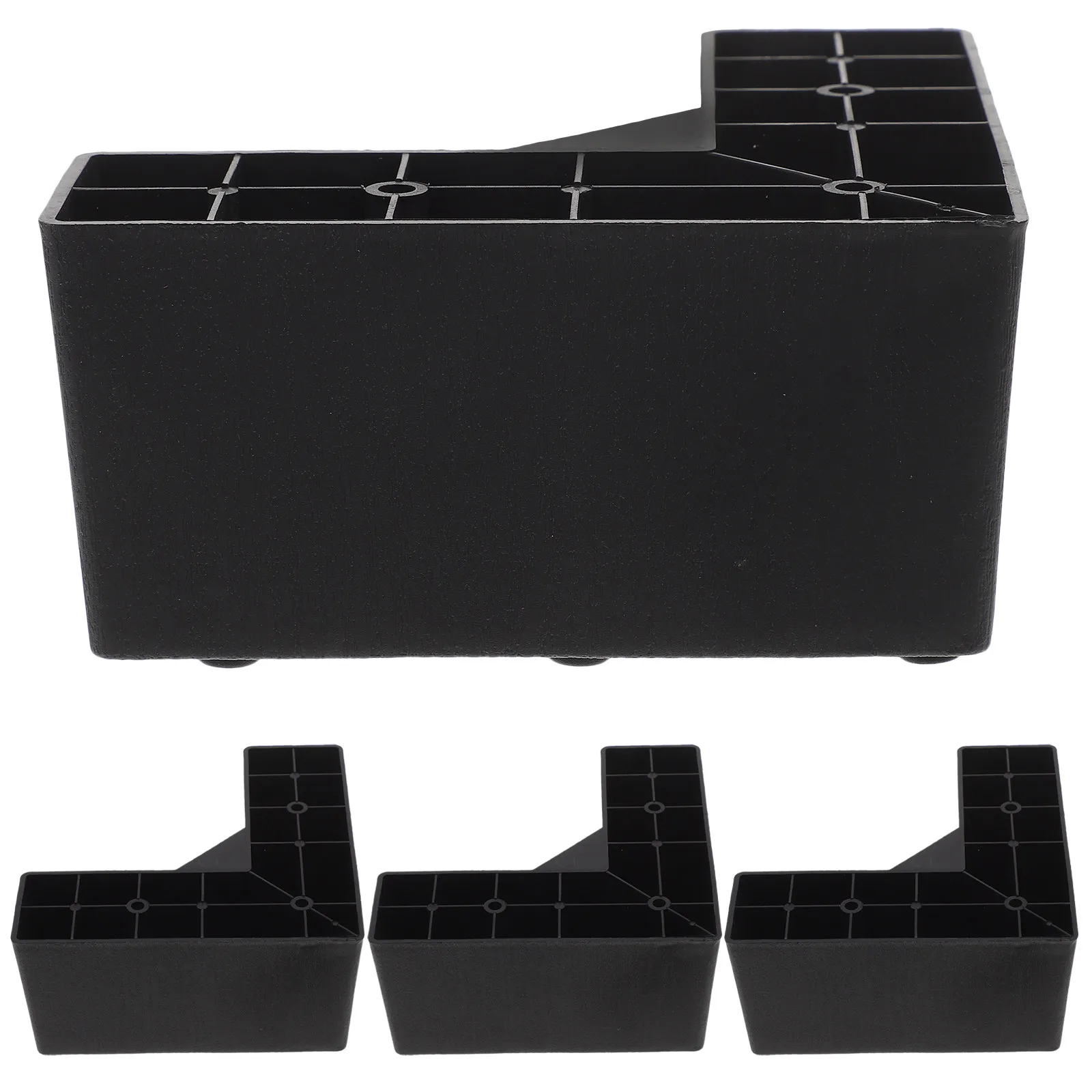 4pcs Heavy-Duty L-Shaped Plastic Furniture Legs for Bed, Sofa, Couch – Adjustable Riser Feet with Storage Space