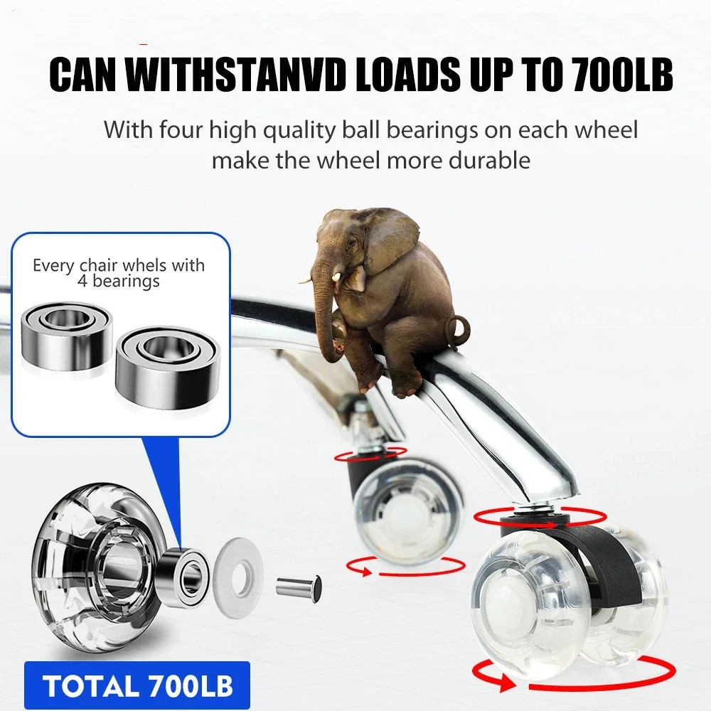 5PCS 2inches Swivel Office Chair Wheels Replacement Chair Casters for Hardwood Carpet Heavy-Duty Furniture Wheels