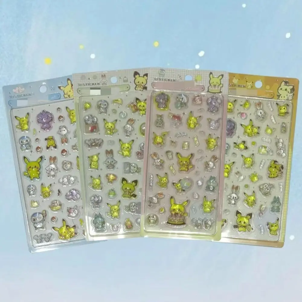 

Random2Pcs Pokemon Pikachu Tandemaus Three-Dimensional Relief Sticker Diy Water Cup Phone Case Notebook Reward Girl Holiday Gift