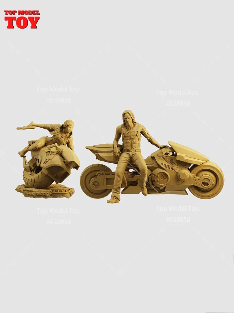 In Stock Unpainted Miniatures 1/64 1/43 1/35 Movie Motorcycle Rider 3D Print Male Scene Figure Dolls Model For Cars Vehicles Toy