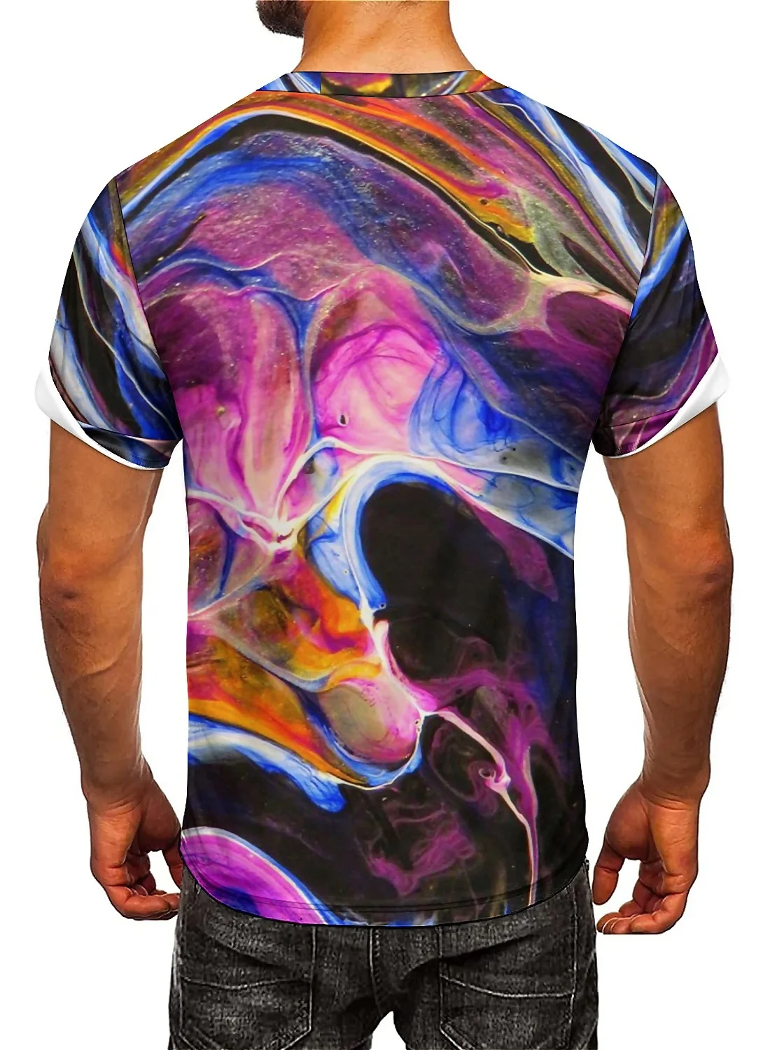 Men's 3D Printed Short-sleeved T-shirts with Geometric Abstract Graphics, Smooth Fabric