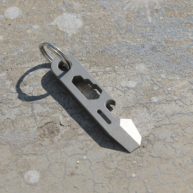 8 인 1 미니 TC4 티타늄 합금 지렛대 병따개, 체중계 EDC 야외 도구, 다기능 캠핑 기어