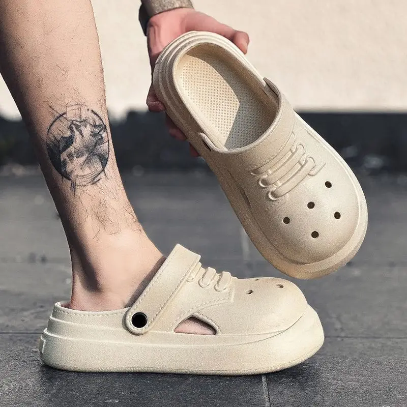 

Дышащие туфли с закрытым носком и платформой, мужские сандалии, оригинальный повседневный новый дизайн, 2025 г., удобная пляжная мужская обувь из ЭВА, распродажа