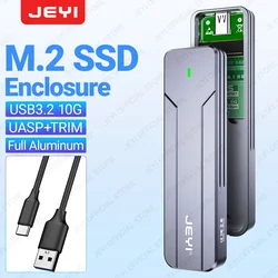 JEYI 외장 알루미늄 케이스 지지대 트림 UASP, M.2 NVMe SATA SSD 인클로저, USB 3.2 Gen 2 10Gbps 또는 6Gbps NGFF M-키 B-키