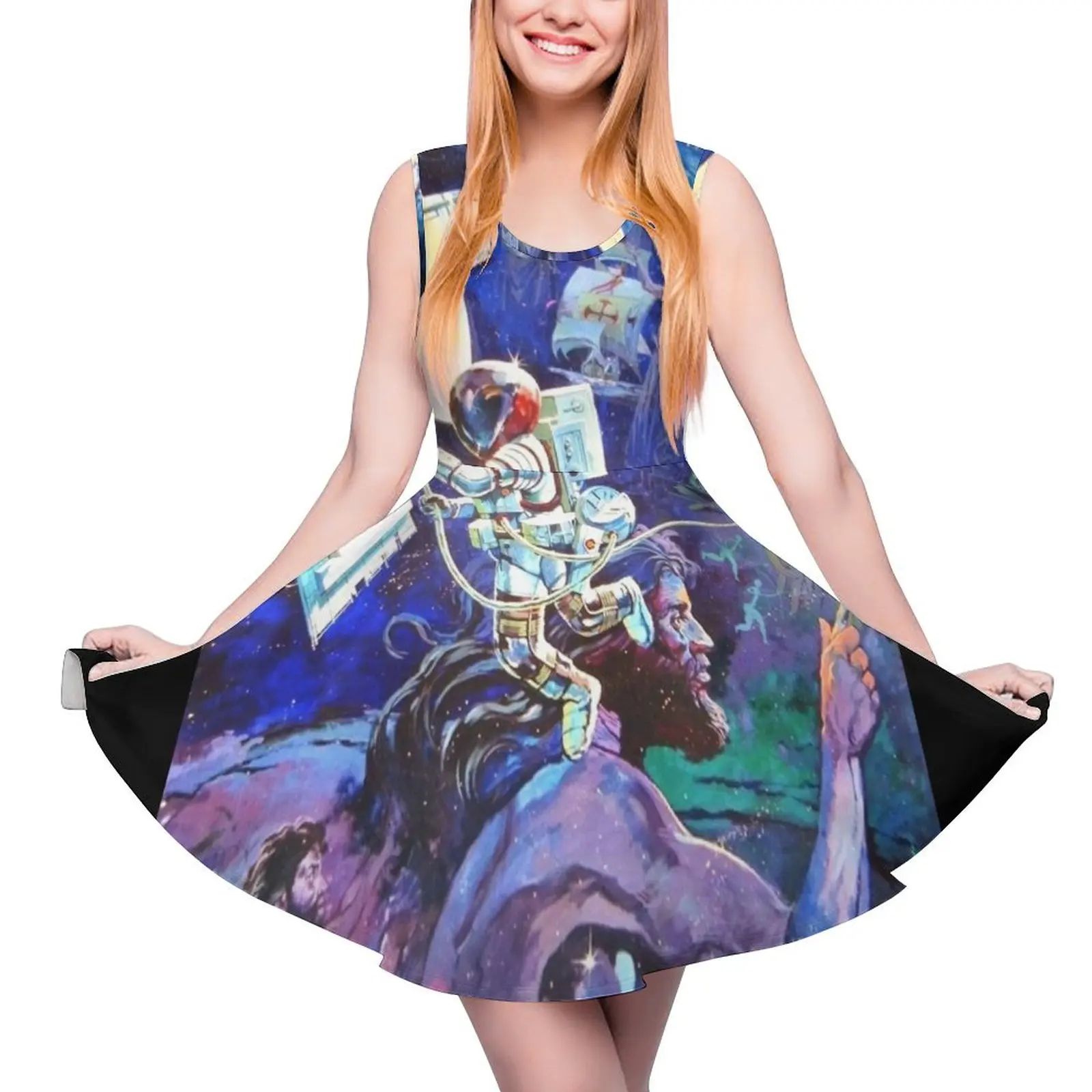 Spaceship Earth Mural Sleeveless Dress Long dress beach dresses