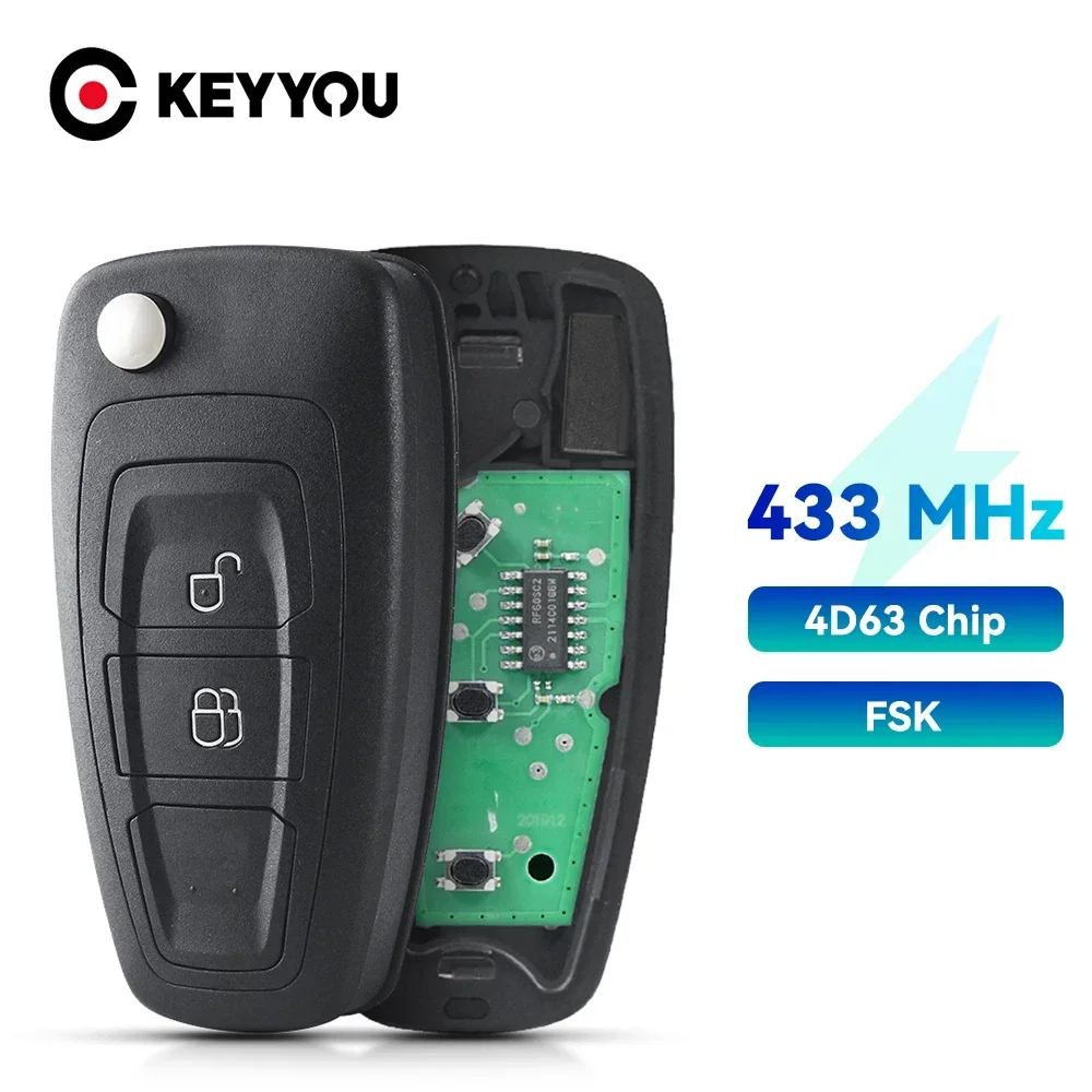 KEYYOU 5WK50165 433MHz 4D63 80Bit Chip FSK Intelligent Remote Car Key For Ford Focus Grand C-Max Mondeo Kuga Fiesta 2011-2016