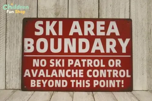 Ski Area Boundary Warning Tin Metal Sign No Skiing Patrol Vintage Rustic Look