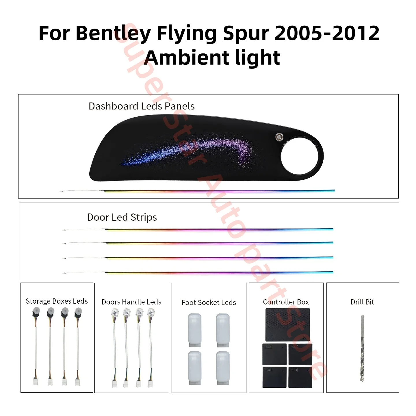 

LED Ambient light For Bentley Flying Spur 2005-2012 Automotive Interior Lighting Upgrade Car accessories Galaxy decorative panel