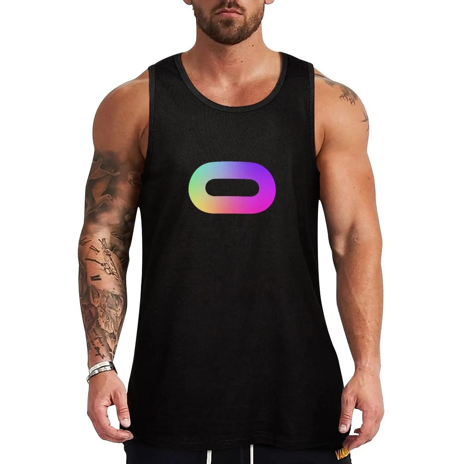 

Rainbow Holographic Oculus VR Logo Tank Top bodybuilding for men Men's t shirt gym clothes for man