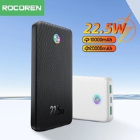 Rocoren 22.5W 20000mAh Power Bank QC PD 3.0 Fast Charging 10000mAh PowerBank External Battery For iPhone 15 Pro Samsung Xiaomi