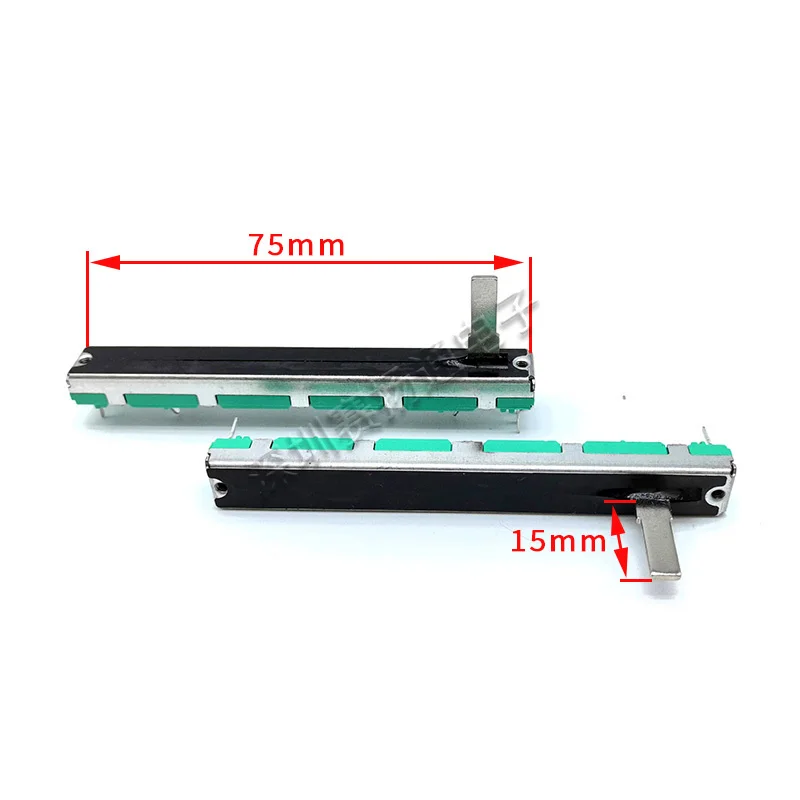 5 pcs 75mm straight slide potentiometer faders A103 A10K dual channel handle length 15mm dimming tuning faders