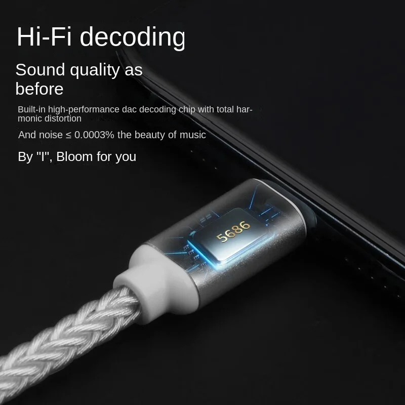 Lightning to 2RCA 1/2 iPhone Audio Cable HIFI Sterling Silver Phone Amp Speaker Cable Upgrade Cable