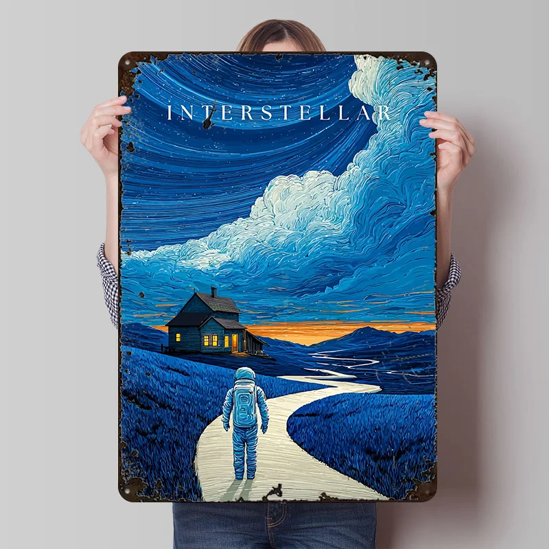 Interstellar Movie Art Printed Poster Customized Wall Art Retro Vintage Metal Tin Signs for Room Desk Decor Home Decorations